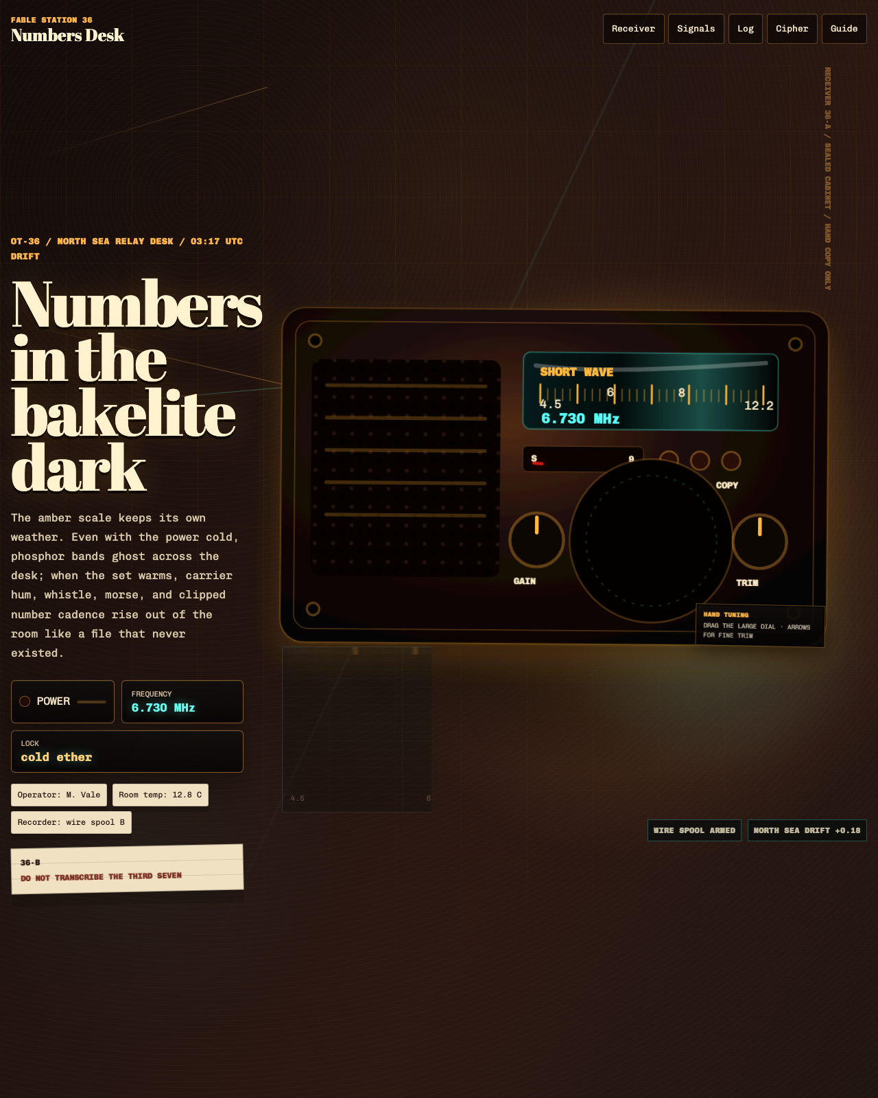 Live view of Station 36 — Shortwave Numbers Listening Post
