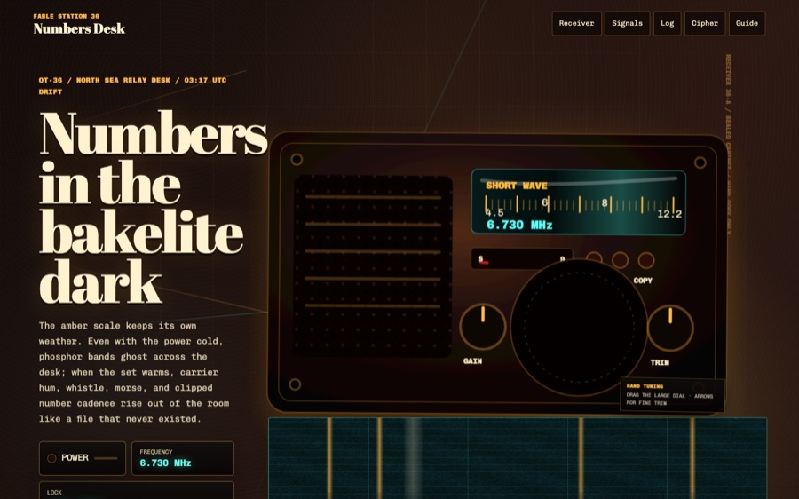 Station 36 — Shortwave Numbers Listening Post — SVG Interaction