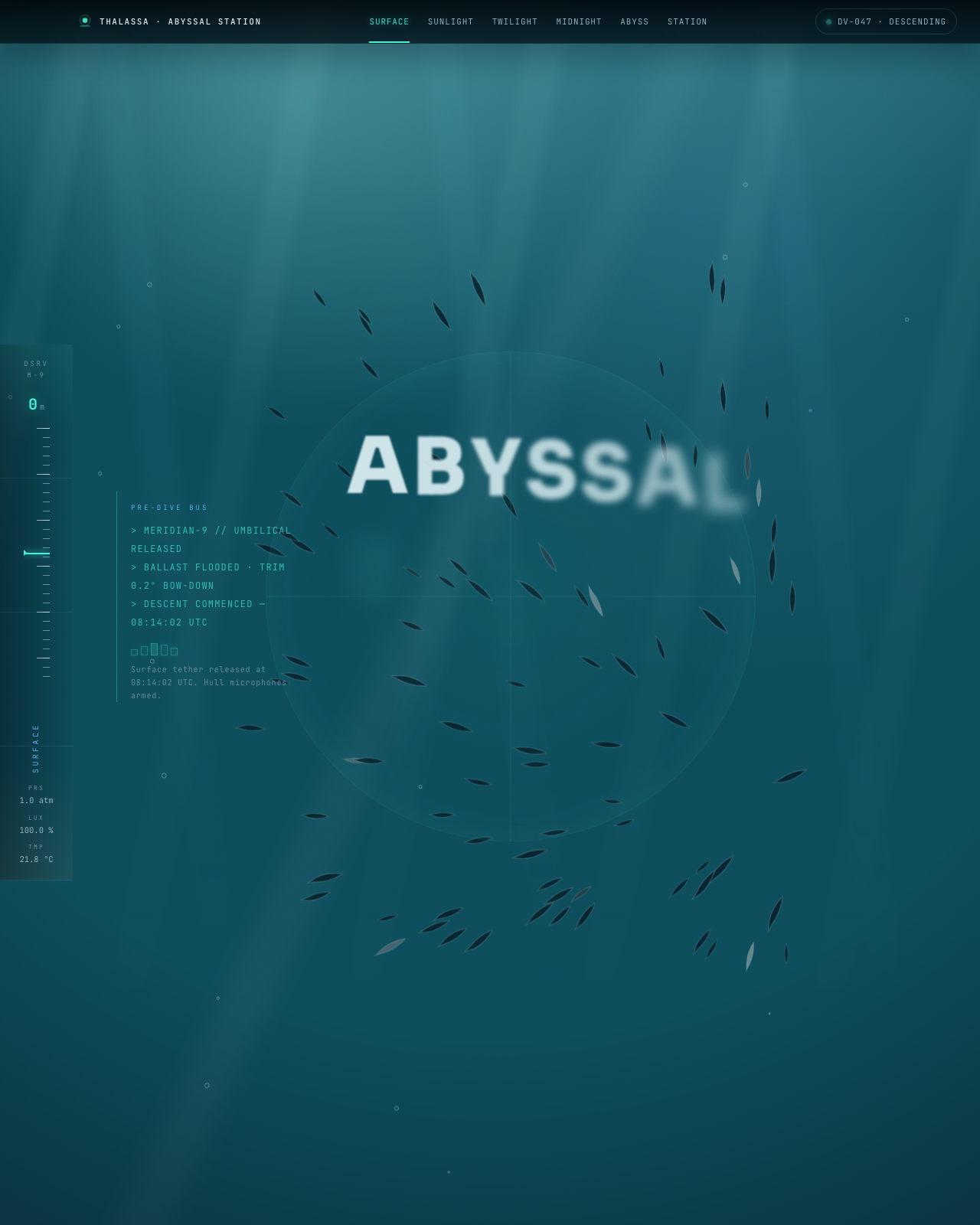 Live view of Abyssal Station — a 3,800 m descent
