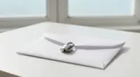 A plain white envelope held shut by a small steel padlock on a bright desk